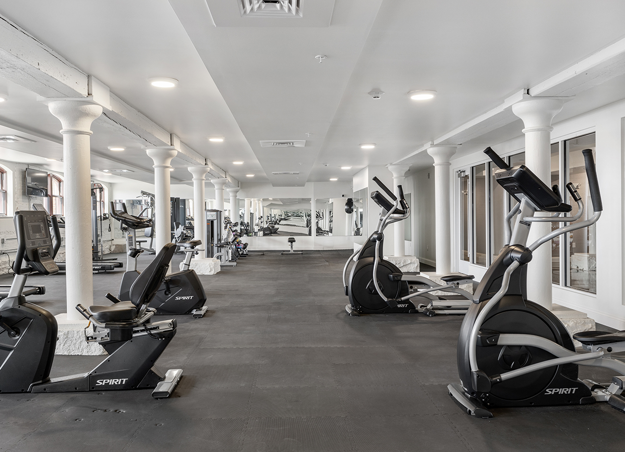 Photo of the fitness centersâ€™s exercise equipment at 2 River Street.