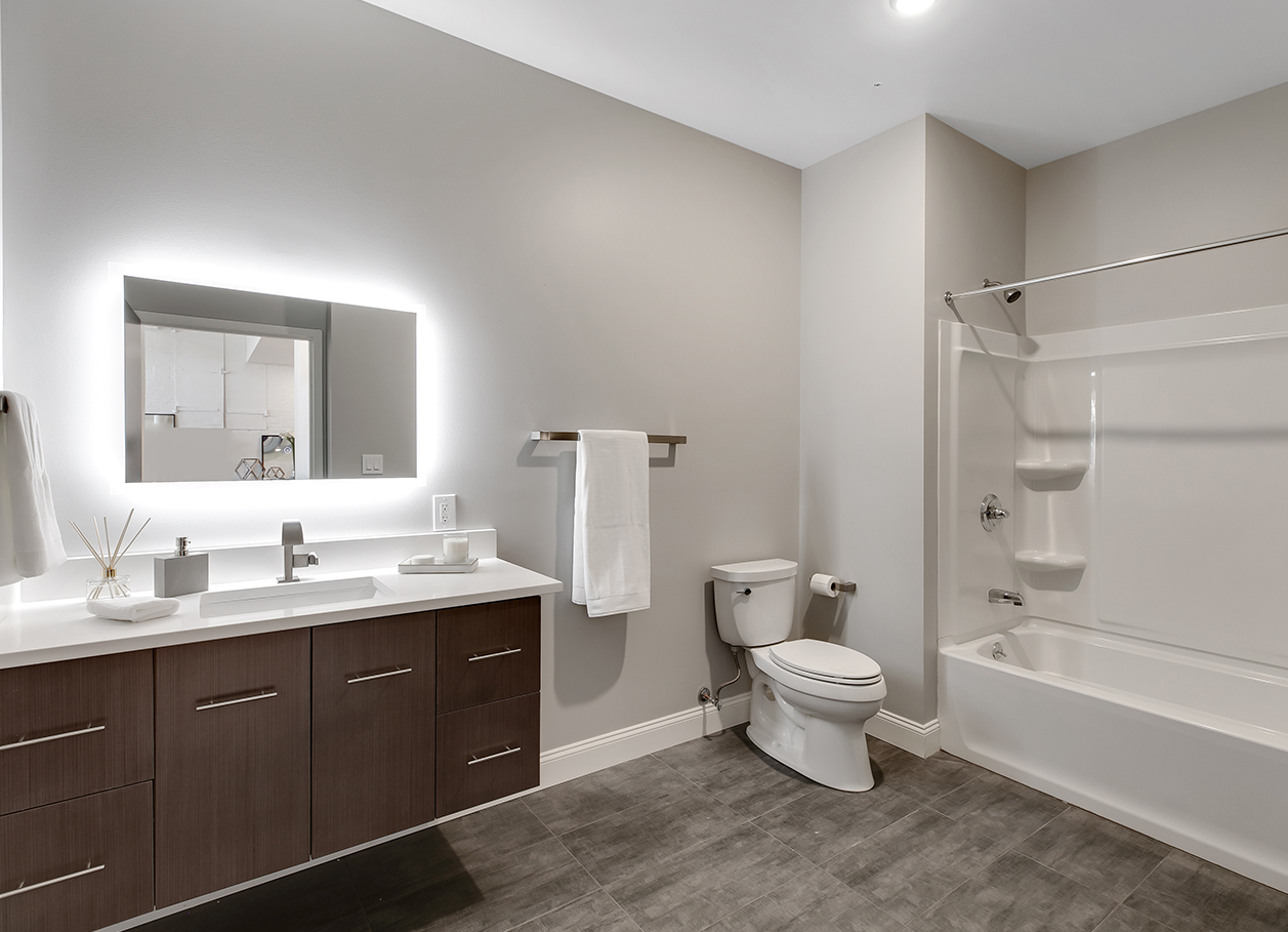 Photo of the bathroom of an apartment at 2 River Street.